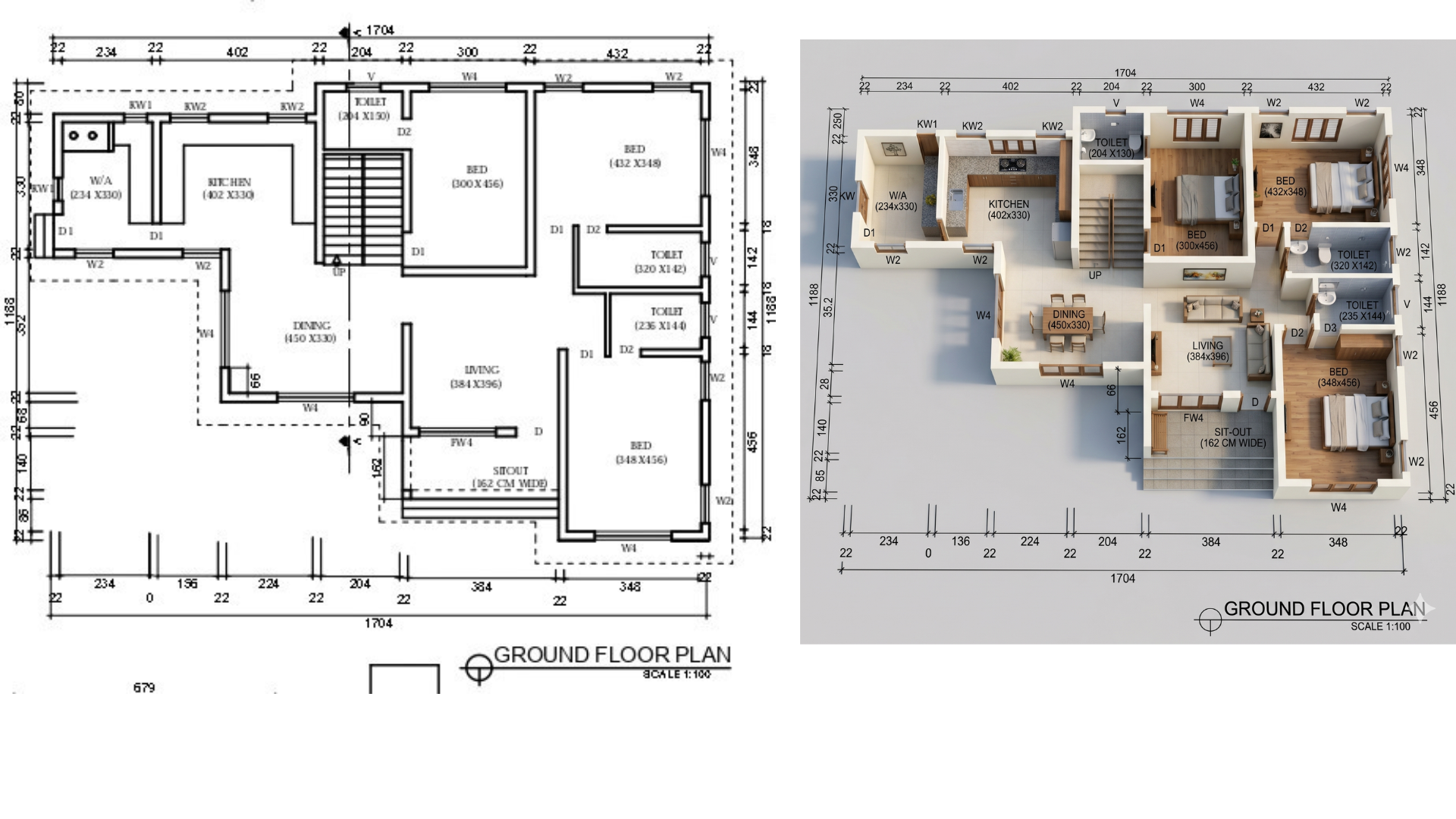 2D Floor Plan → 3D Visualization